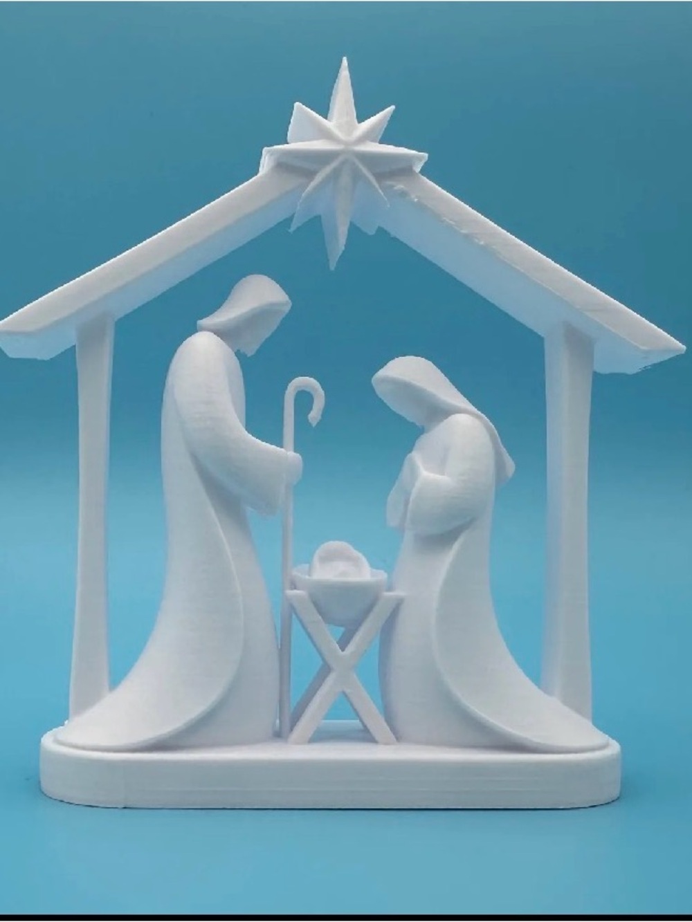 White Nativity Scene Figurine Holiday Decoration by